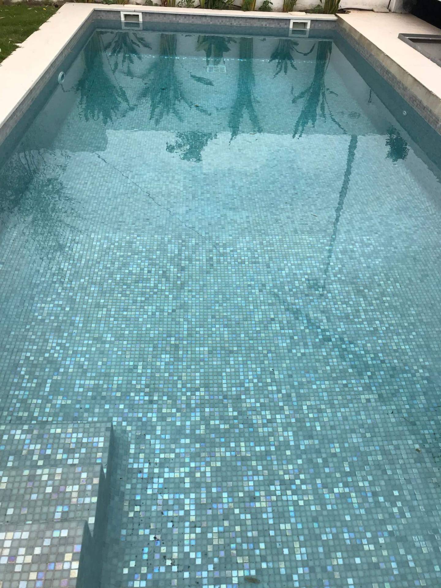 Pool with grey pearl mosaic tile finish